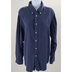 Hathaway Sport men's silk button-down shirt blue Size Large long sleeve
